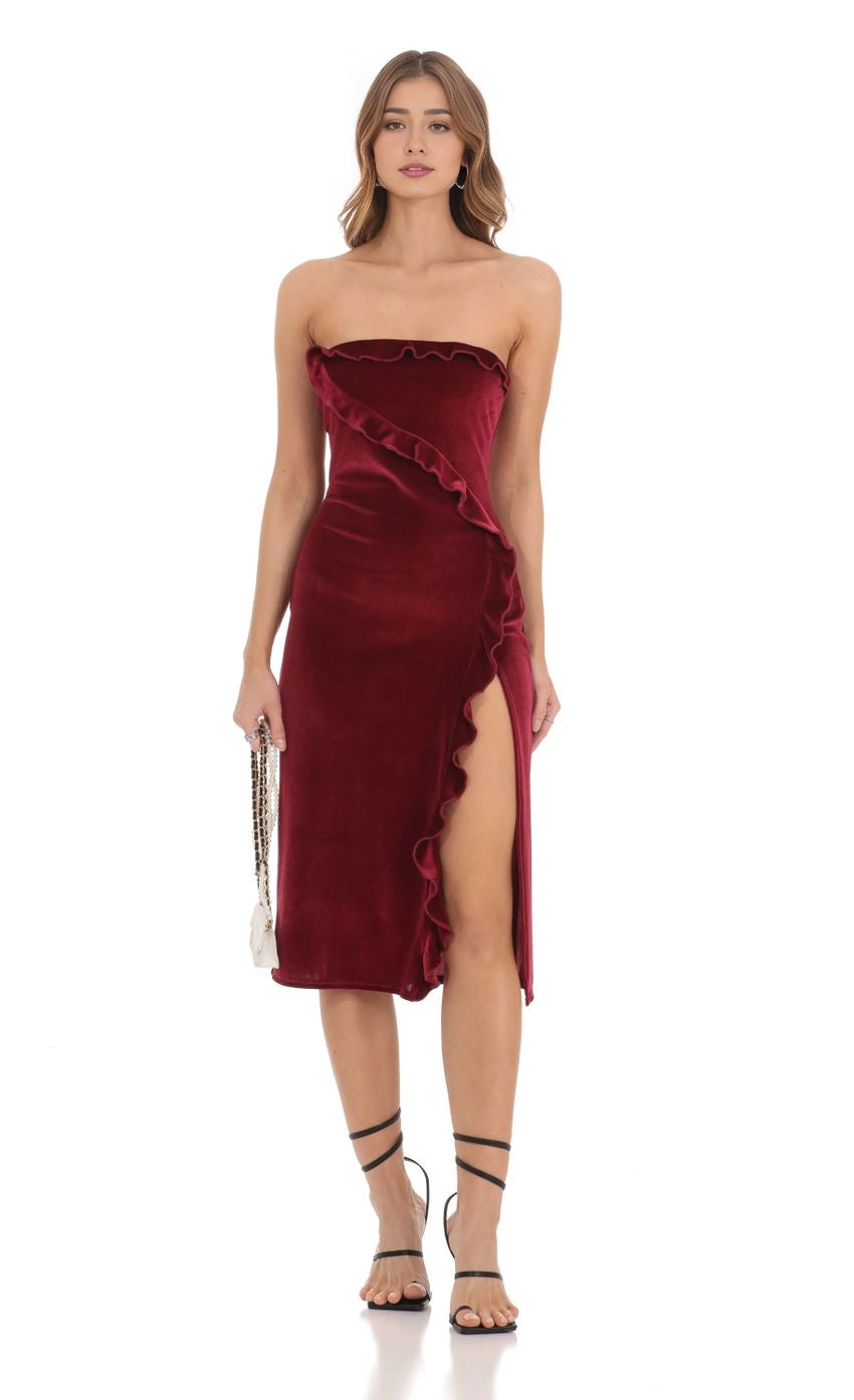 DingJi Wedding Elegant Ruffle Velvet Off Shoulder Medium Length Homecoming Dresses